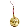 18K Gold lucky metal custom keychain zinc alloy round key chain with red cord personalized car gold charm hanging ornament