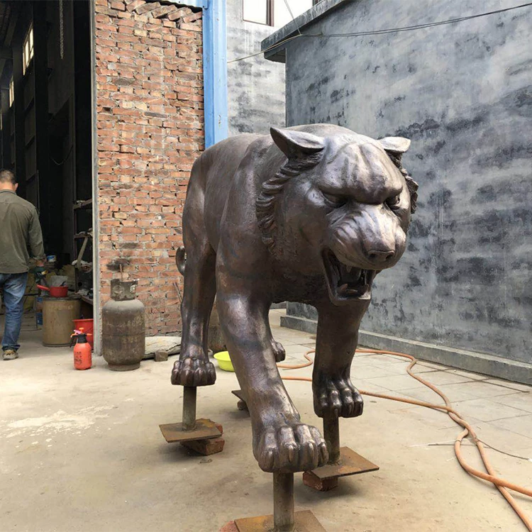 Large Outdoor Animal Black Life Size Brass Bronze Tiger Statue