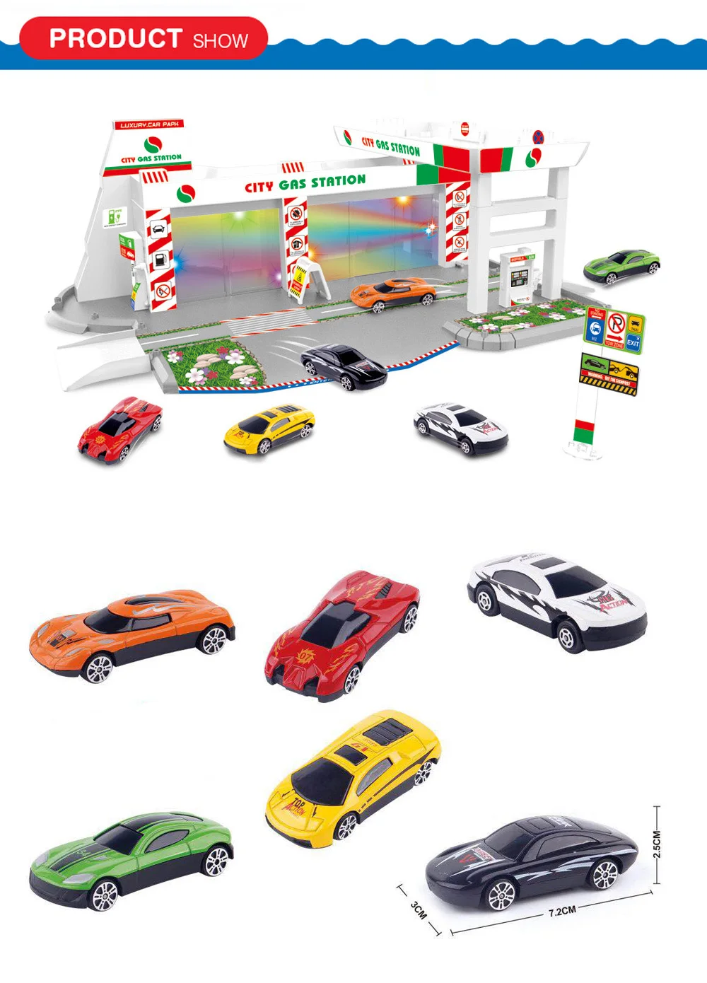 6 Level Car Park Garage Petrol Station Include 5 Vehicles Play Set Gift For Kids 