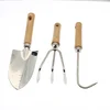 High Quality 3pcs heavy duty original wood handle stainless steel 430 garden tools