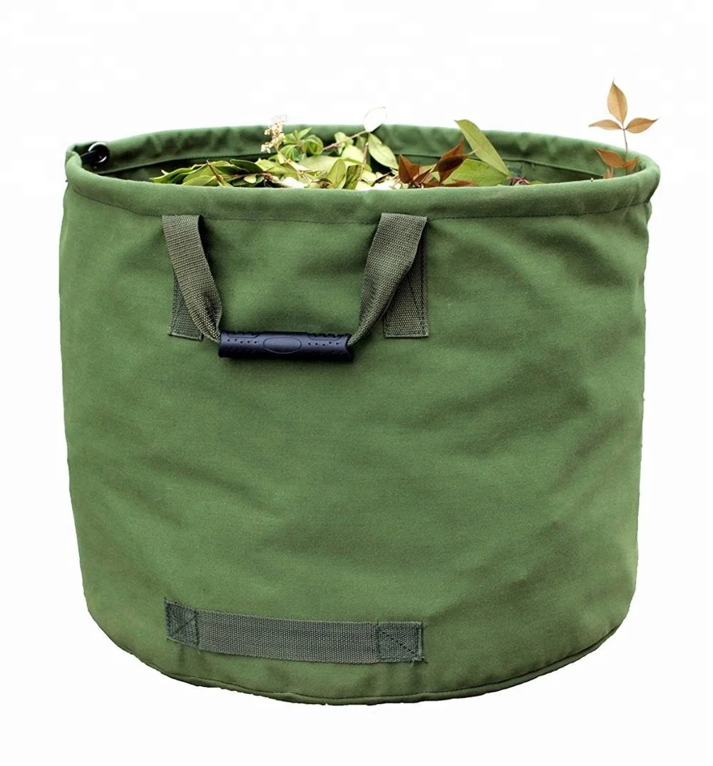 Heavy Duty Military Canvas Fabric Garden Bags Reusable Yard Waste Bag Gardening Trash Lawn Leaf