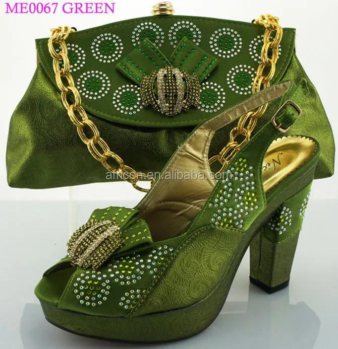 Me0067 Nigeria Groene Schoenen Bijpassende Tas Dames Party Wear Schoenen En  Tas Te Passen Voor Vrouwen - Buy Schoenen Bijpassende Tas,Dames Schoenen En  Tas Set,Schoenen En Tas Te Mtach Product on Alibaba.com