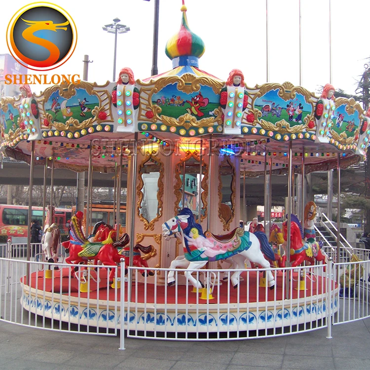Business Opportunity Theme Park Kids Musical Outdoor Carousel Horse Ride Up Motor Merry Go Round