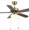 High Quality 42 Inch Modern wooden blade ceiling fan chandelier combo lighting rope control pendant lamp with led light