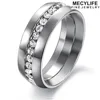 MECYLIFE Zircon Channel Setting Stainless Steel Eternity Ring