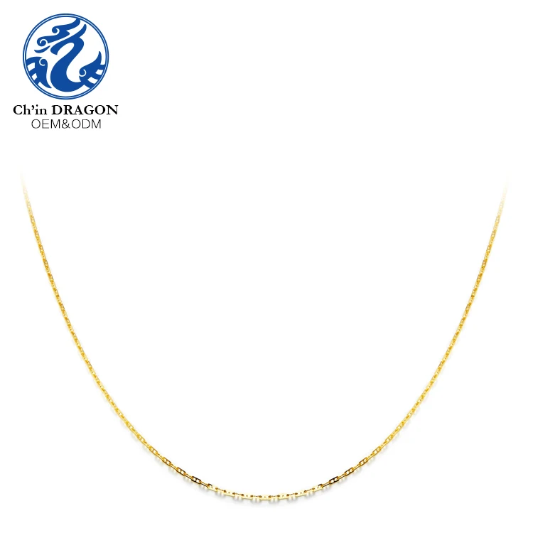 Women Girl 18 K Pure Gold Necklace Chain,18 K Real Gold Solid Chain 18