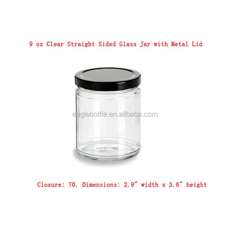 9 Oz 270ml Clear Straight Sided Glass Jar With Black Metal Lid Buy Straight Sided Glass Jar 8220