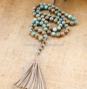 N15100709 Autumn Trending Hand Knotted Long Necklace Sea Sediment