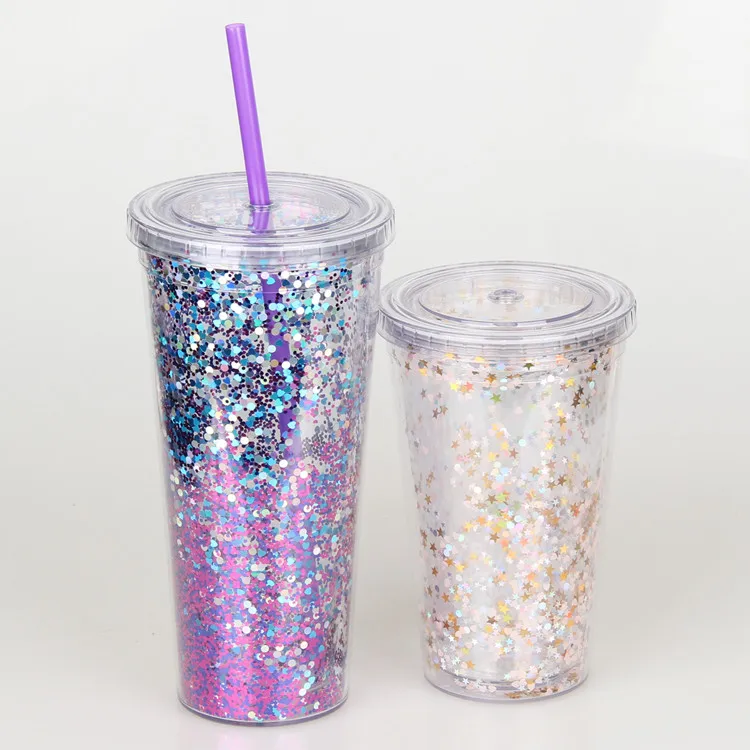 Wholesale Reusable 16oz Double Walled Glitter Tumbler With 
