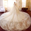 Newest Design Long Sleeve Round Neck Gorgeous Lace High Quality Wedding Dress