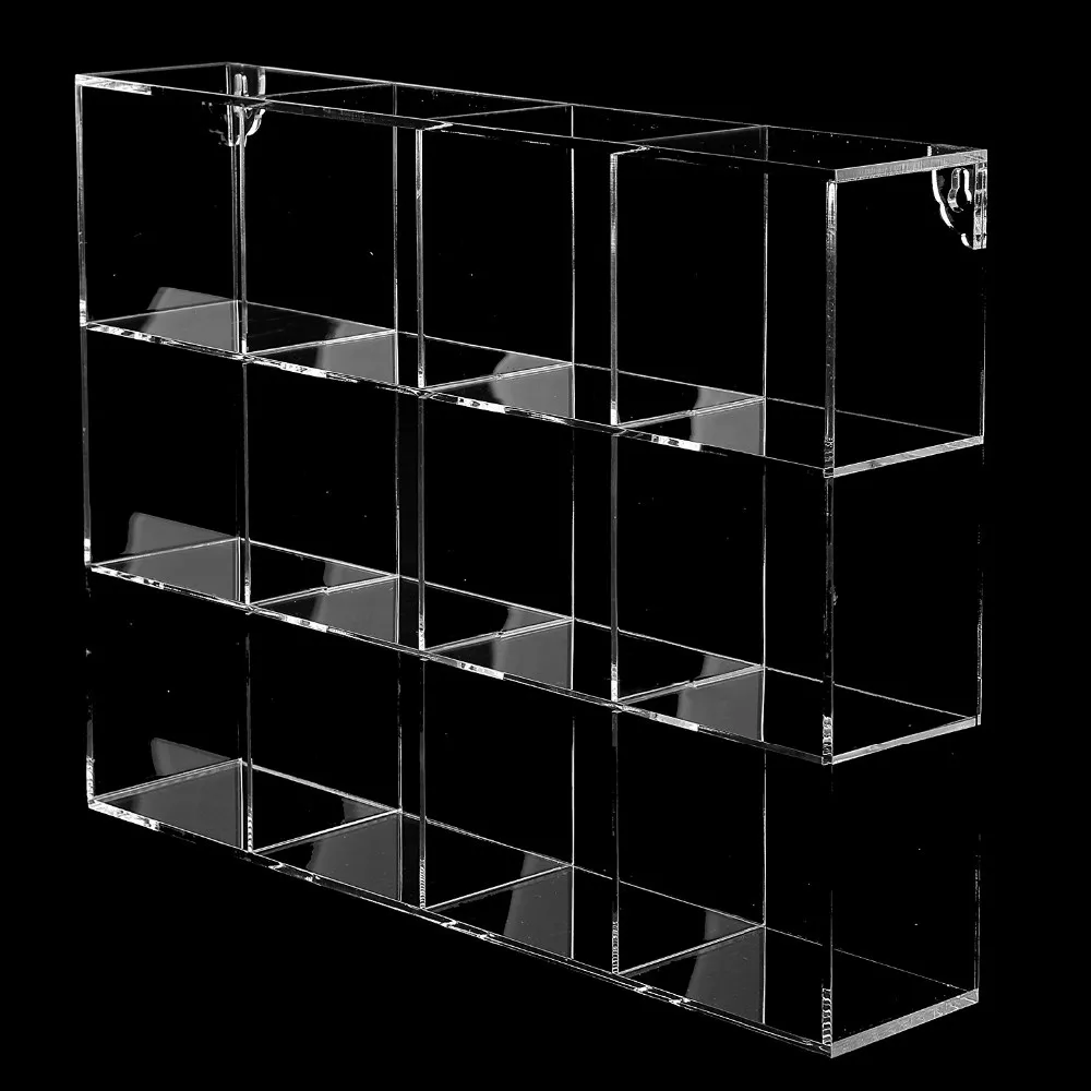 Freestanding Display Wall Mounted Clear Acrylic 12 Compartment Organizer Display Rack