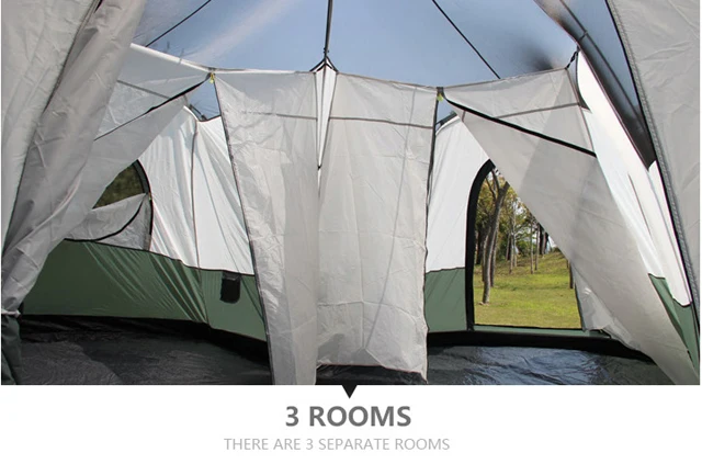 C01-CC004 Ultra light double layers and canvas fabric large rooms camping tent