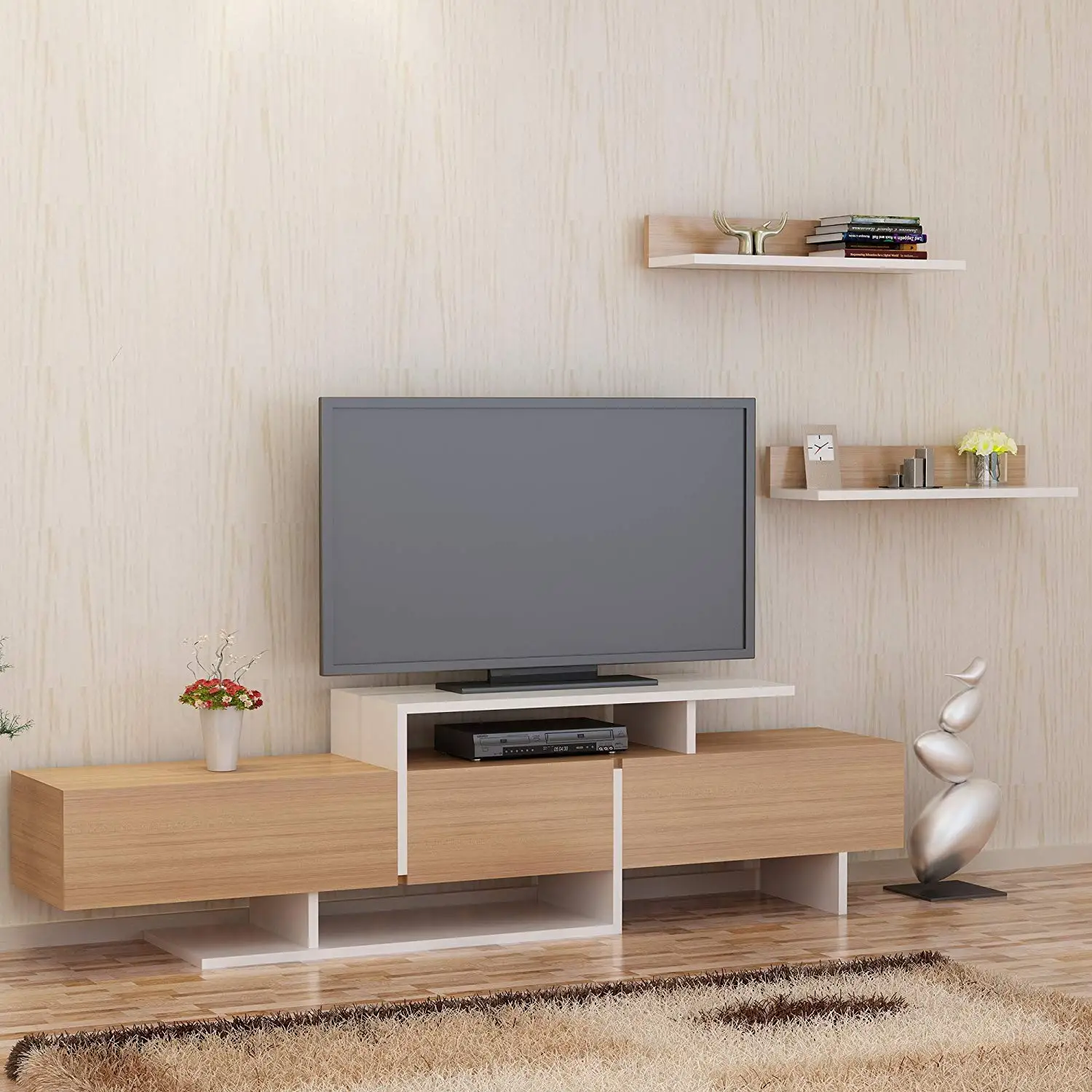 Buy 3 Pcs Modern Tv Stand Unit Living Room Furniture Entertainment