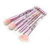 7Pcs Cosmetic brushes wholesale Beauty Makeup Tools Bling Plastic handle Transparent handle Pink brush Set