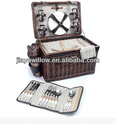 tea set wicker basket