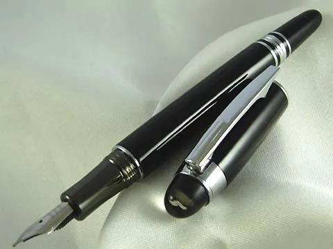 79 Lacquered Black Ballpoint Pen with Chrome Trim Baoer No 