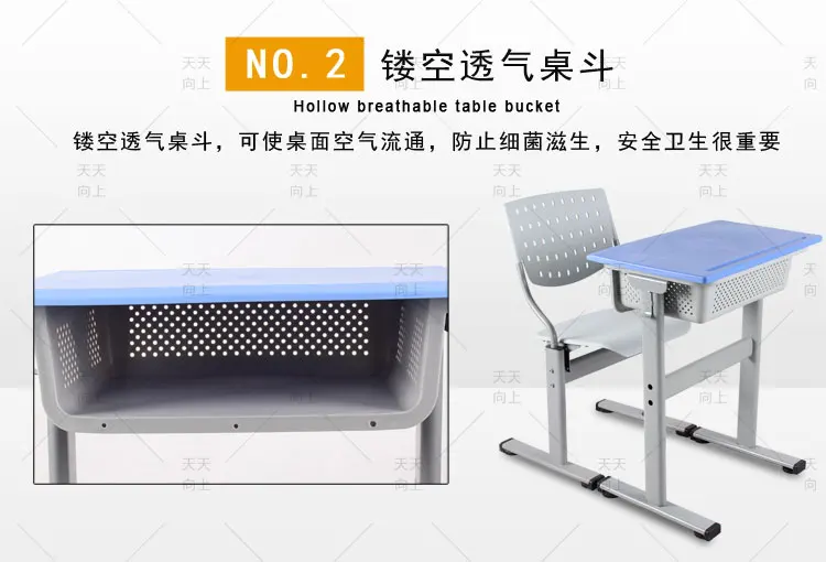PE/PP Classroom Desk and Chair Fixed Student School Chair and Desk Set Classroom Furniture