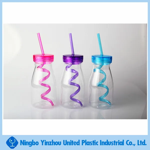 10oz Plastic Milk Bottles With Lid And Straw Buy 10oz Plastic Milk Bottles With Lid And Straw