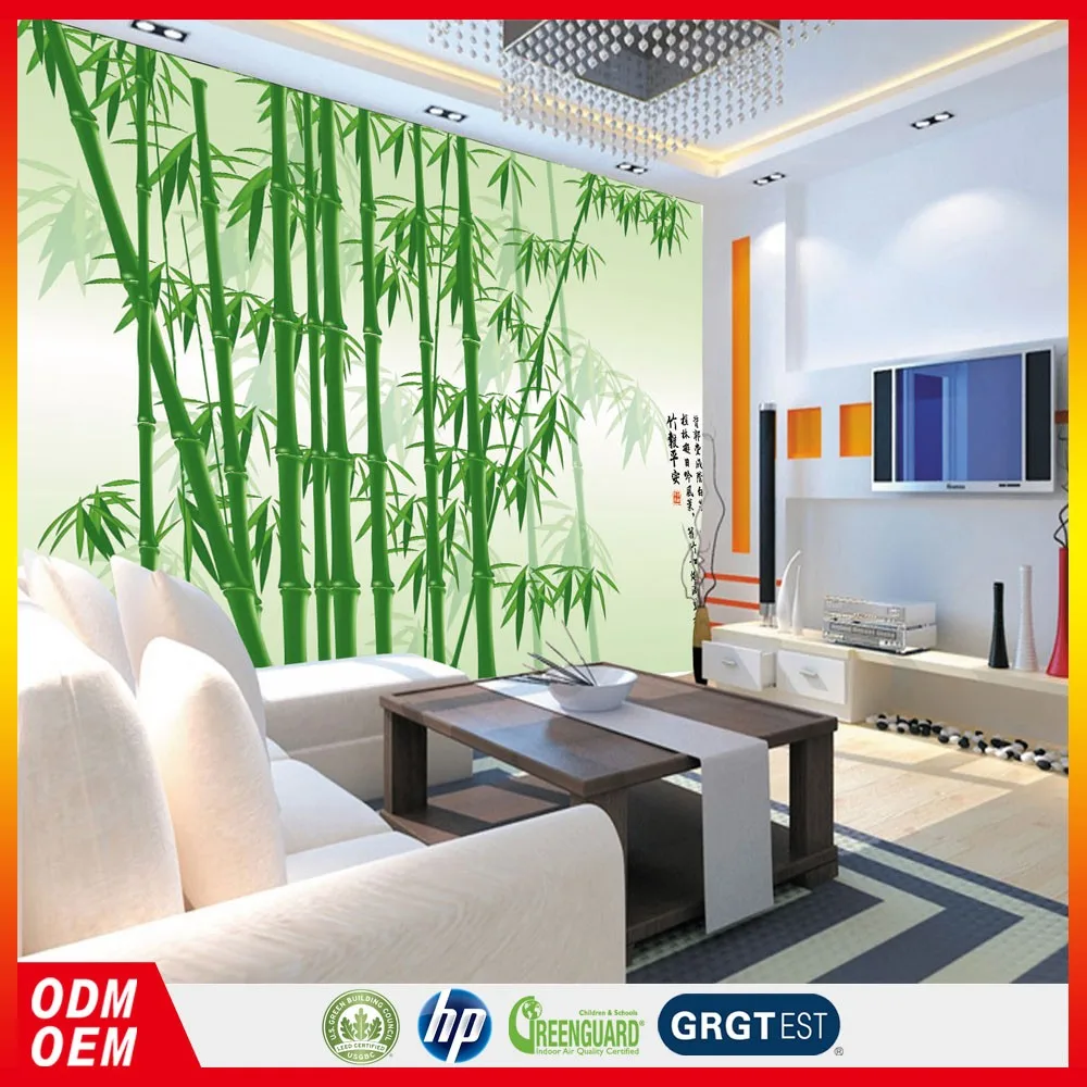 Hijau Bambu Wallpaper Dekoratif Plastik Vinyl Wallpaper Dinding