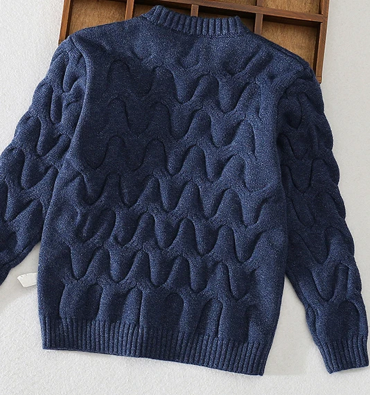 P18B119TR children's boy cotton o neck cable knit sweater