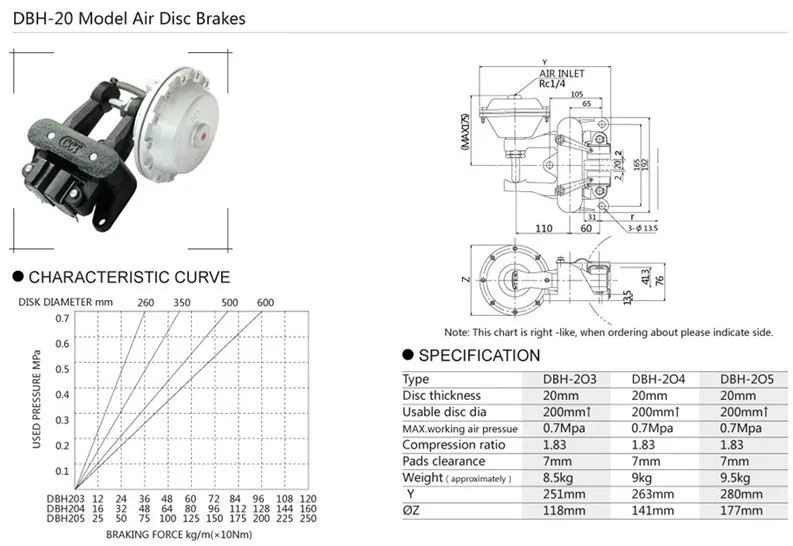 DBH model pneumatic clutch brake for industrial