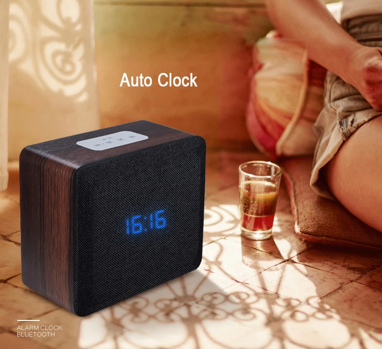 2018 New  Support USB TF Card FM Radio Alarm Clock Handsfree Calling Retro Wooden Bookshelf Bluetooth Speaker