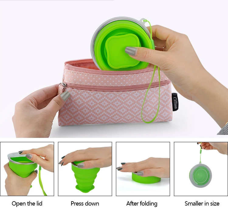 FDA Silicone Portable Foldable Coffee Drinking Cup For Travel