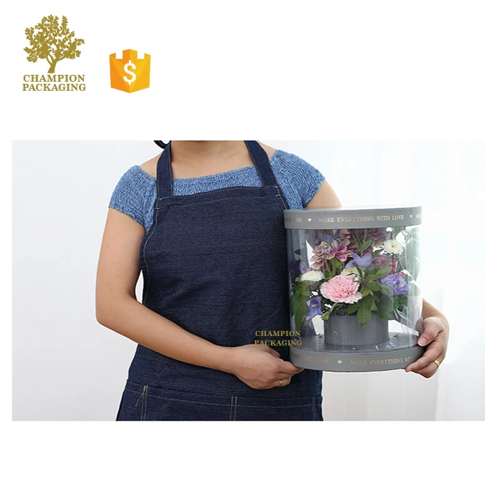 Custom Transparent Clear Plastic Window Pvc Pet Flower Box With