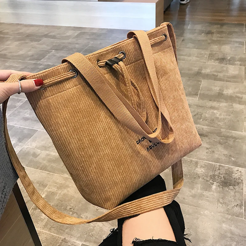 2019 Eco Friendly Corduroy Girl Tote Bag Drawstring Lady Handbag - Buy ...