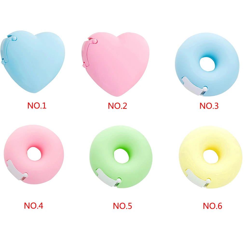 Masking Tape Cutter Heart Donut Shape Candy Color Office Tape Dispenser Tools Q 