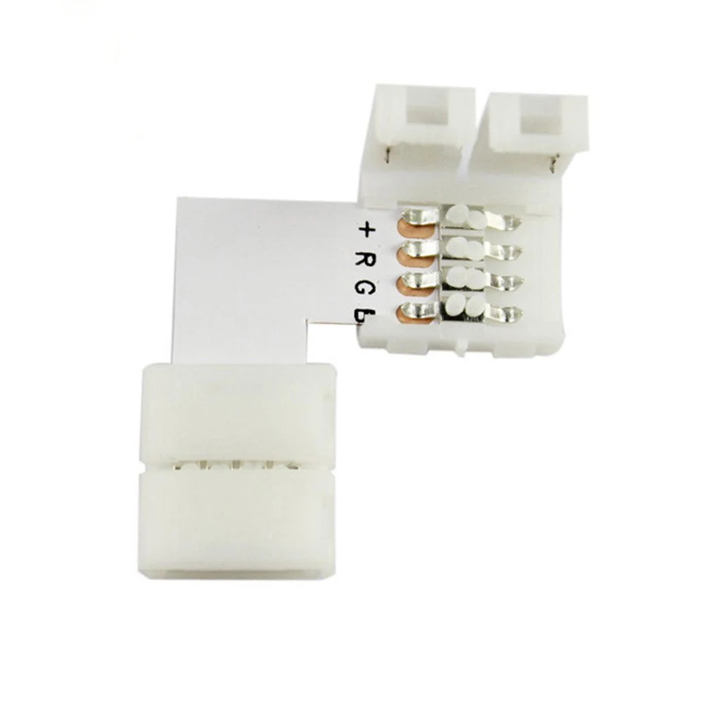 4 pin LED Connector L Shape For connecting corner right angle 10mm 5050 LED Strip Light RGB Color