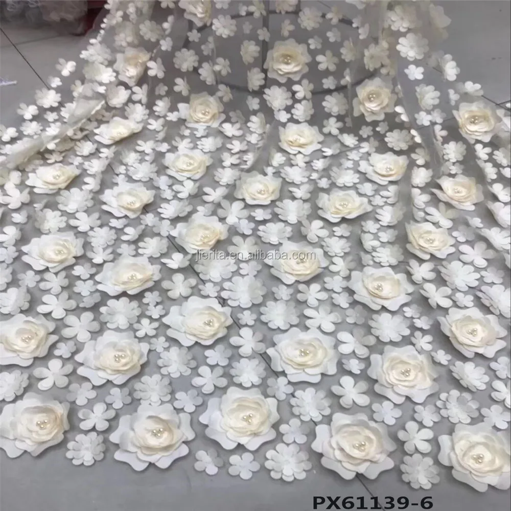 3d flower embroidery lace with pearl