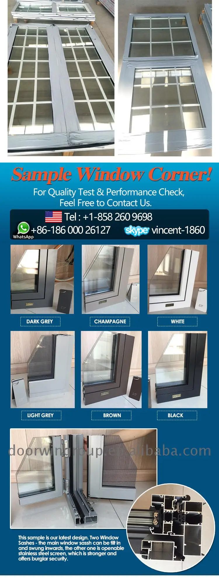 Boston hot sales rochetti system aluminum profile grills design fixed and awning windows