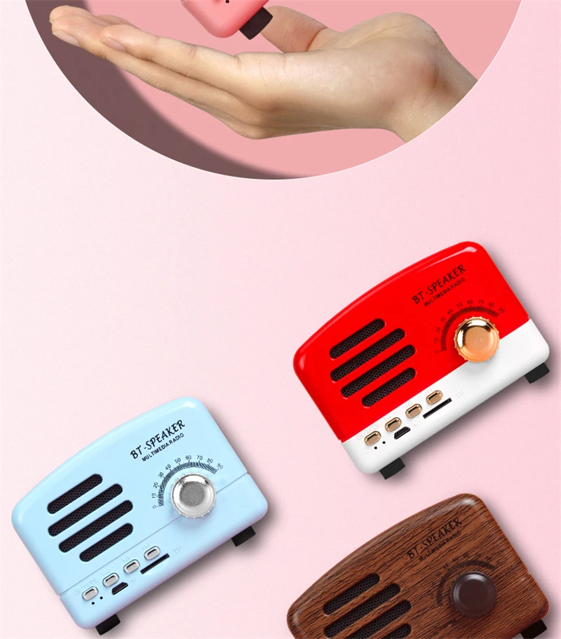 Logo Printing OEM TF card Bluetooth speaker with fm, mini portable bluetooth speaker fm radio