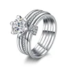 Latest 925 Sterling Silver CZ Diamond Five stackable big rings Design For women Jewelry