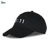 Promotional low profile time embroidered black soft cotton cap with metal buckle