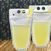 Cute cartoon design Drinks clear self sealing bags fruit juice translucent yoghourt plastic pouch with Hole Handle