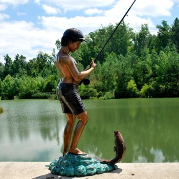 Garden Decor Boy Fishing Statue Bronze Sculpture Garden Decor Boy Fishing Statue Bronze Sculpture
