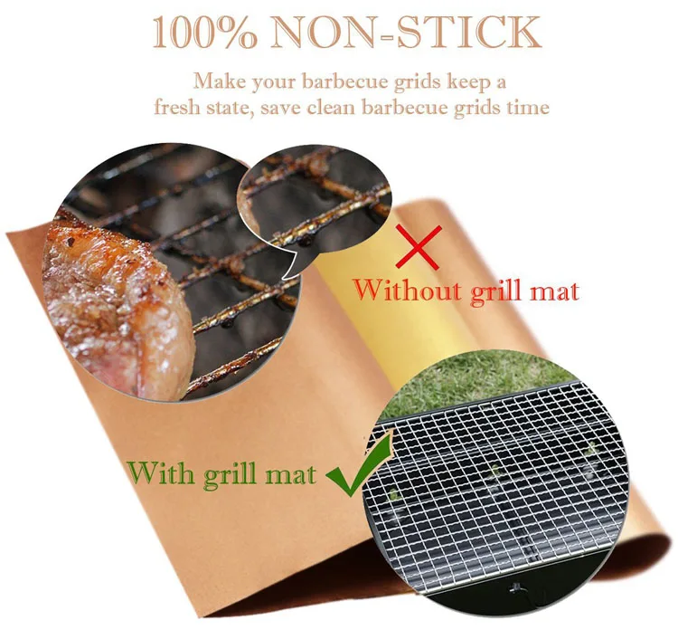 New Products Bbq Grill Floor Mat Non Stick Silicon Nonstick Bbq Grill