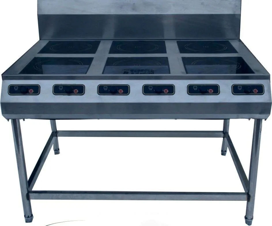 4*3kw Commercial Six Head Cooktop Industrial Heating Plate 6 Burner