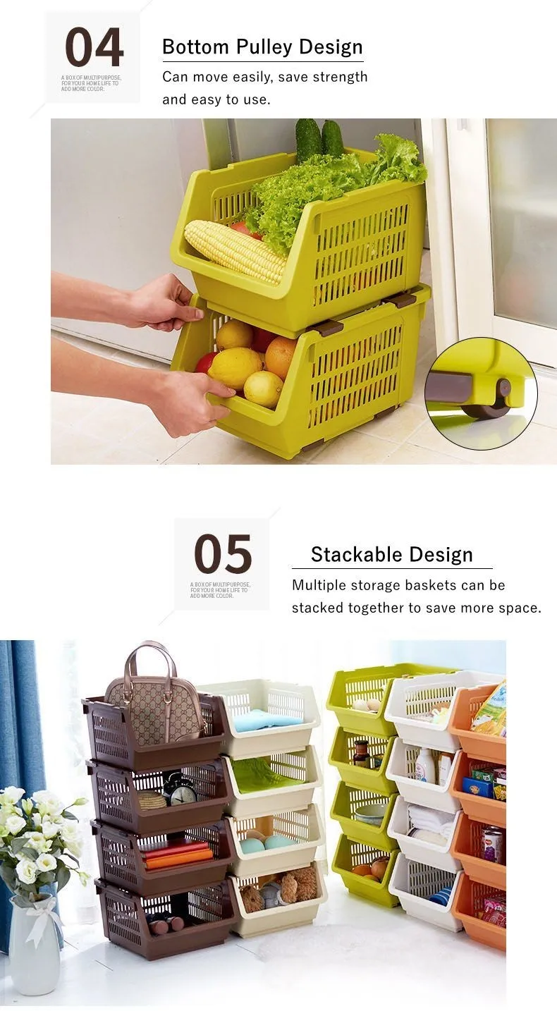 Large Capacity Stackable Living Room Plastic Sundries Storage Basket