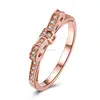 Tiny Bowtie Fashion Ring 18K Rose Gold Micro Pave Setting Simple Wedding Ring Lady's Fashion Jewelry Ring