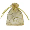 Sheer Organza Favor Bags for Wedding Baby Shower Rattan Print Gift Bags Samples Display Drawstring Pouches