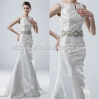 sabrina escote bordado floral cinturón de piedra preciosa vestido de