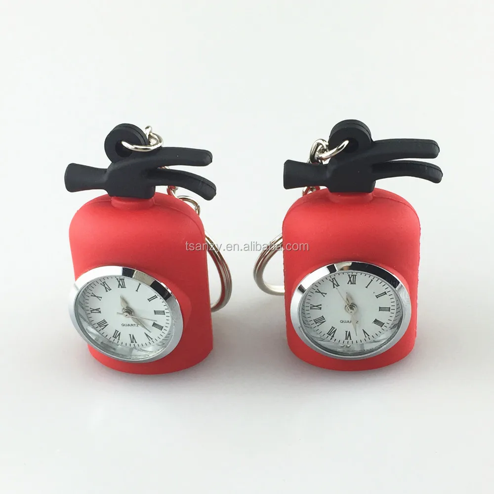 Custom Shape Fire Extinguisher Keychain With Clock Soft Pvc Watch Keychain Buy Watch Keychain