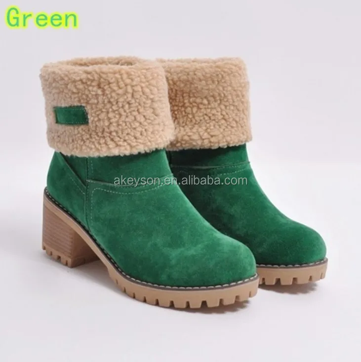 chunky heel boots with fur
