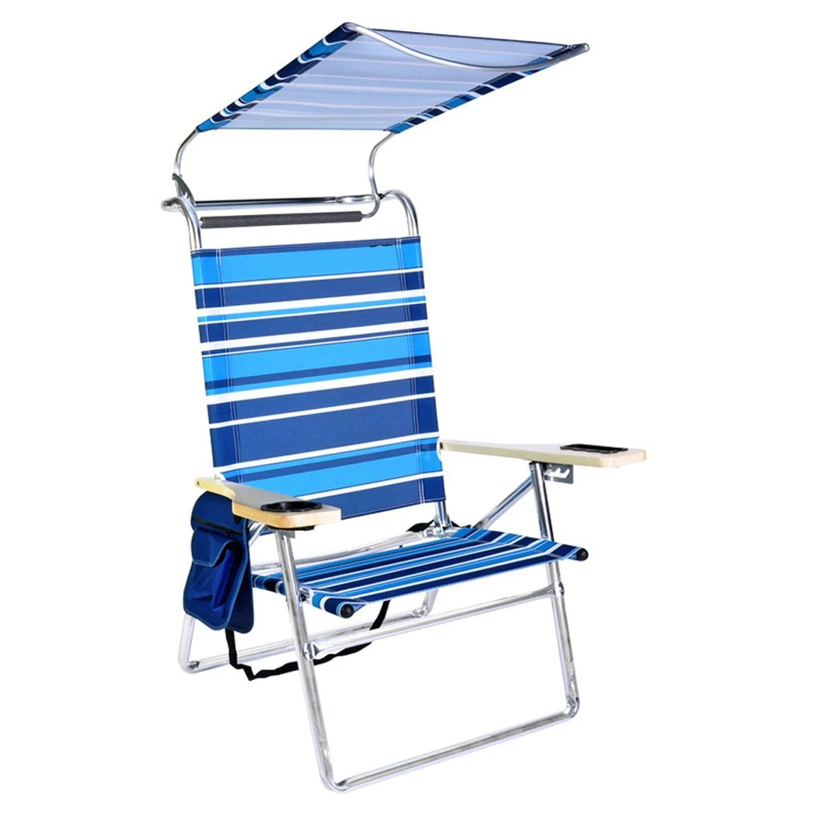 Deluxe 4 Position Beach Chair Lounge Aluminum Lounger Folding Camping Outdoor Garden Sun Roof Shade Patio Beach With Canopy Buy Beach Lounge Chair With Canopy Folding Beach Chair With Sun Shade Folding Beach