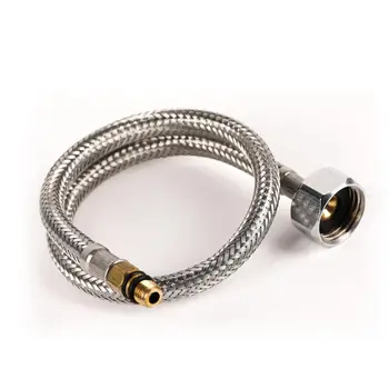 Braided Polymer Connector Hose That Connects To Kitchen Faucet