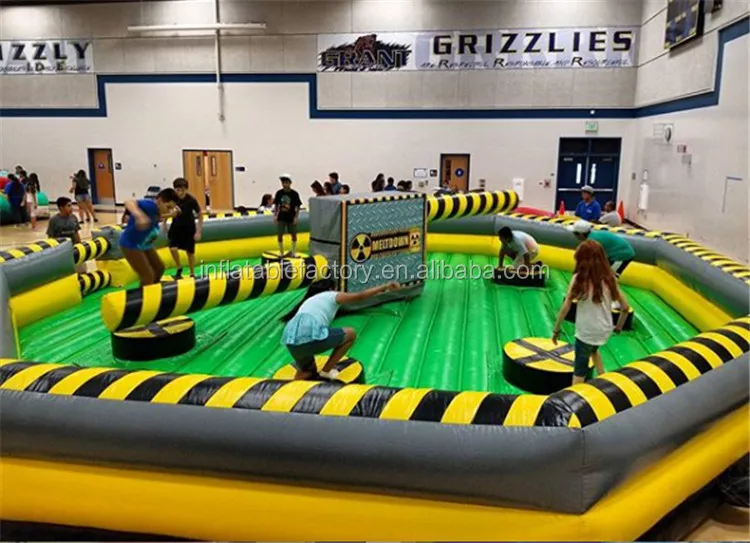 wipeout inflatable hire,toxic meltdown,eliminator inflatable meltdown wipeout price