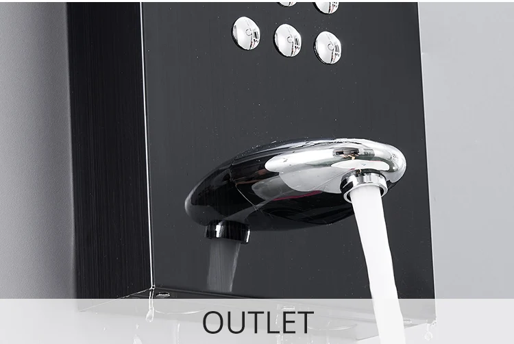 Fapully Bathroom Shower Panel Parts Black Titanium Bathroom Stainless Steel Shower Panel